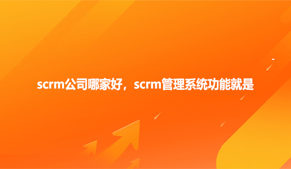 scrm公司哪家好，scrm管理系统功能就是