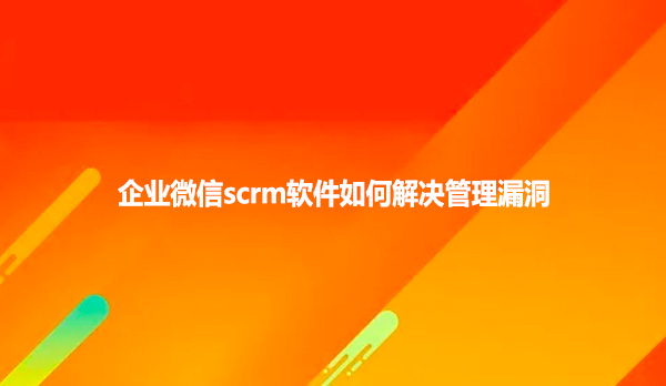 企业微信scrm软件如何解决管理漏洞