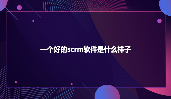 一个好的scrm软件是什么样子