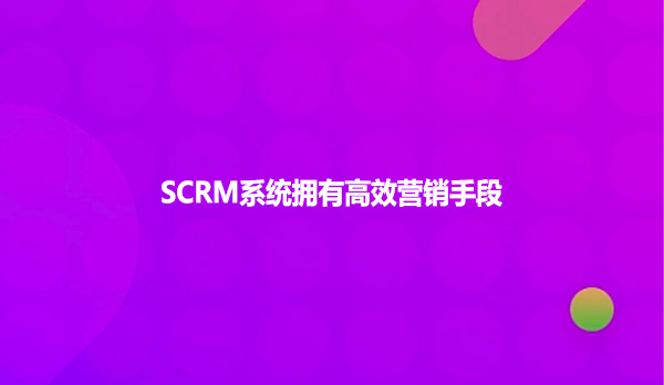 SCRM系统拥有高效营销手段