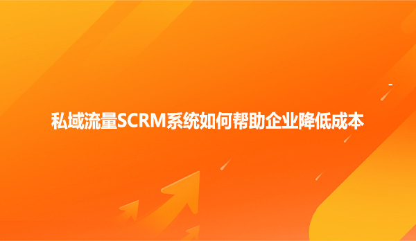 私域流量SCRM系统如何帮助企业降低成本