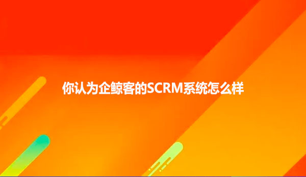 你认为企鲸客的SCRM系统怎么样