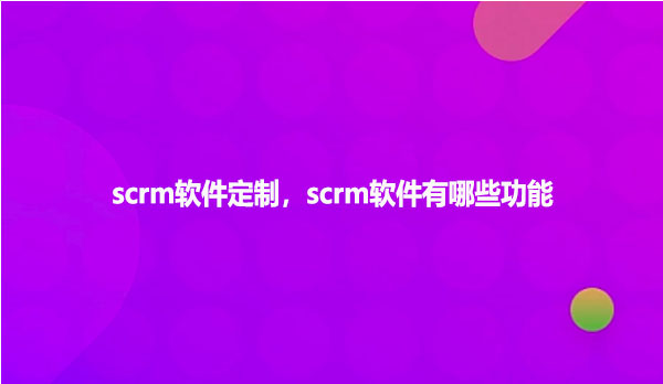scrm软件定制，scrm软件有哪些功能