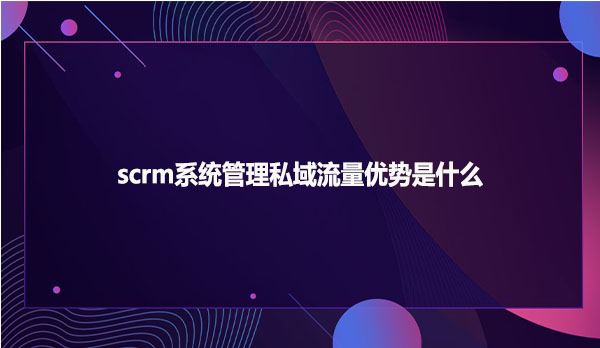 scrm系统管理私域流量优势是什么