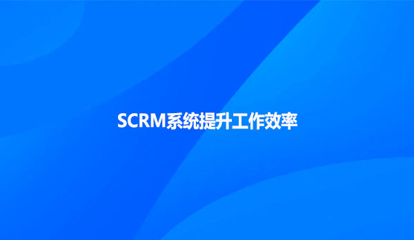 SCRM系统提升工作效率