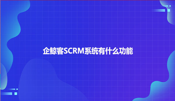 企鲸客SCRM系统有什么功能？