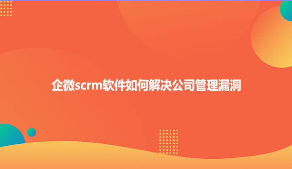 企微scrm软件如何解决公司管理漏洞